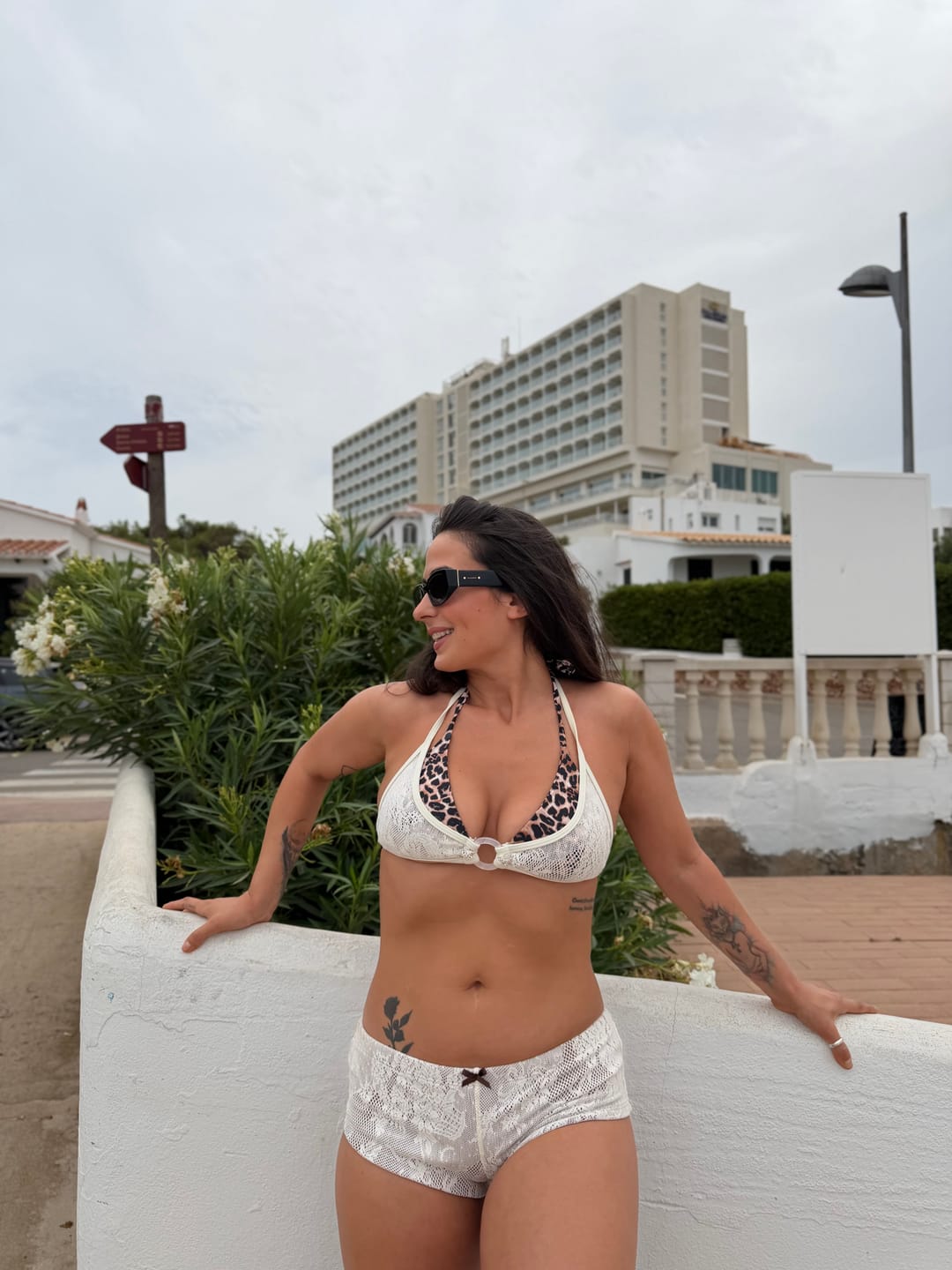 Customer photo review of Crystal Cream Lace Leopard Print O Ring Double Layer Top & Cheeky Boyshorts Bikini Set