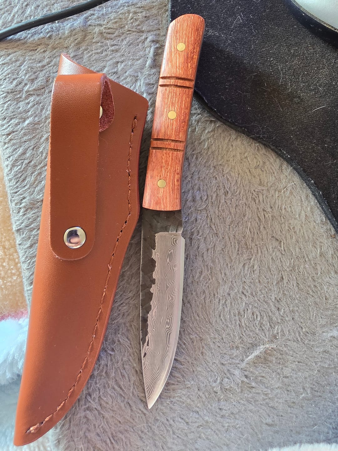 Customer photo review of BRAAIPLANK™ BosLem (16cm Damascus, Hammer Forged Bush Blade)