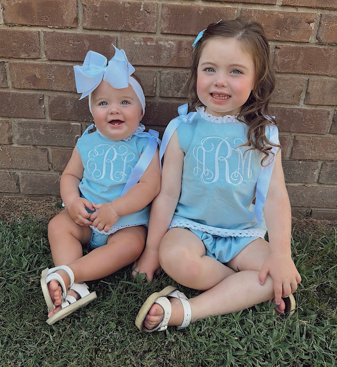 Customer photo review of Blue Heirloom Smocked Diaper Set