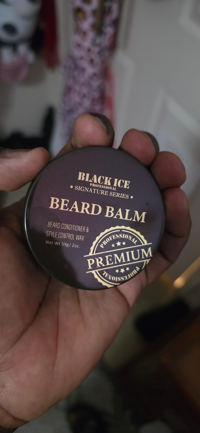 Customer photo review of Black Ice Professional Beard Balm | Conditioning & Styling Beard Care – 2 oz