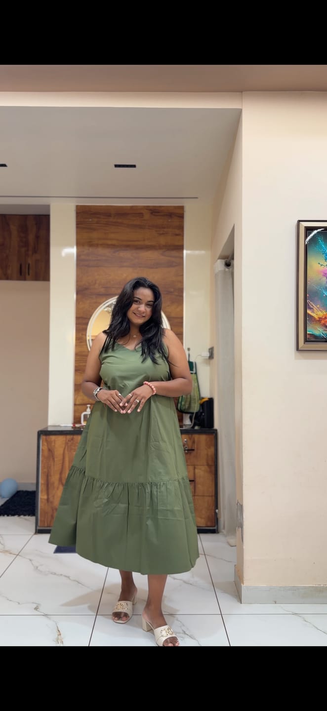 Customer photo review of Women Forest Green Better Cotton Tier Dress
