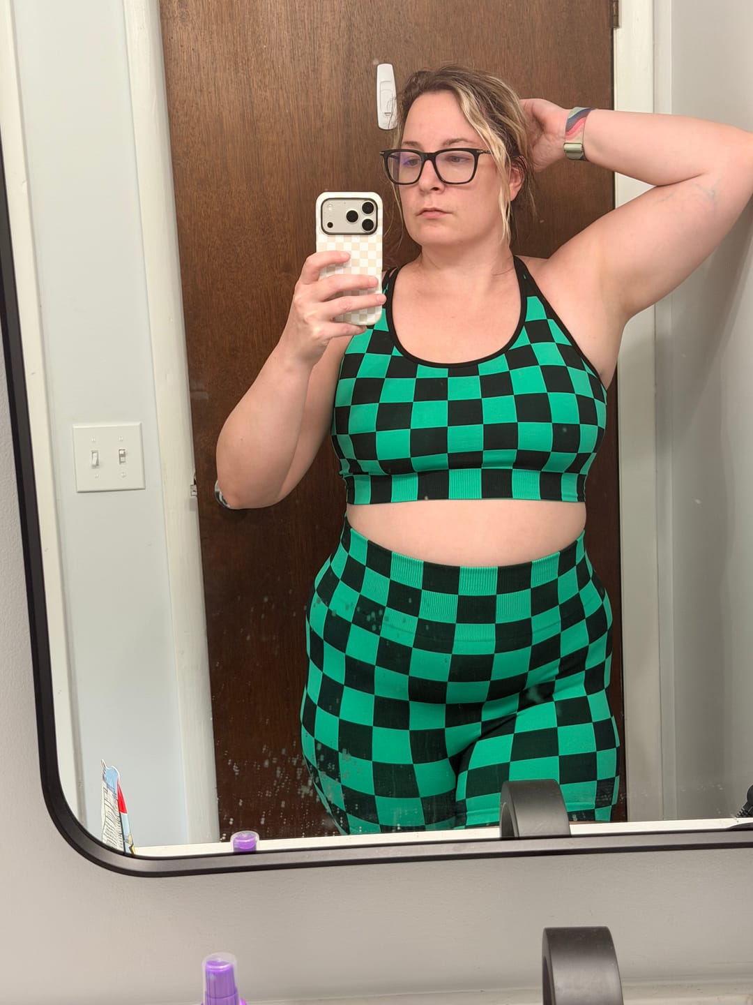 Customer photo review of Checkered Pattern Seamless Shorts