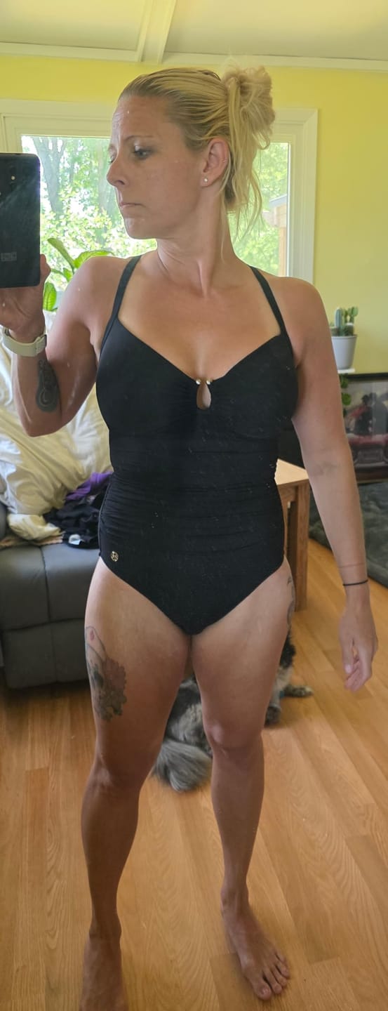 Customer photo review of Emoswim - Womens Swimsuits Tummy Control Bathing Suit Slimming One Piece U-Ring Shapewear Swimwear