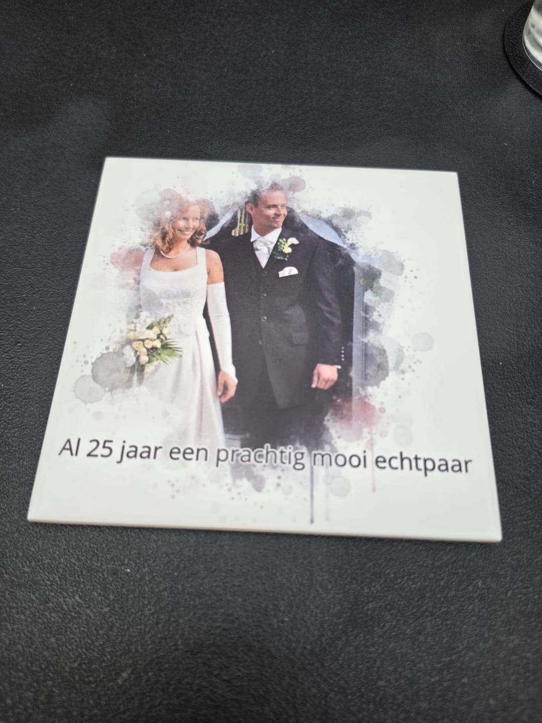 Customer photo review of Aquarel Portret op Tegel - Upload je eigen foto