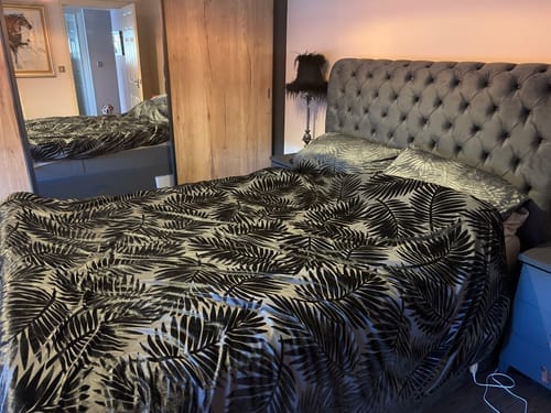Customer photo review of Daisy Swan Style Chesterfield Scroll Sleigh Bed