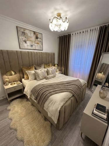 Customer photo review of Mary Wide Headboard Panelled Stripe Bed