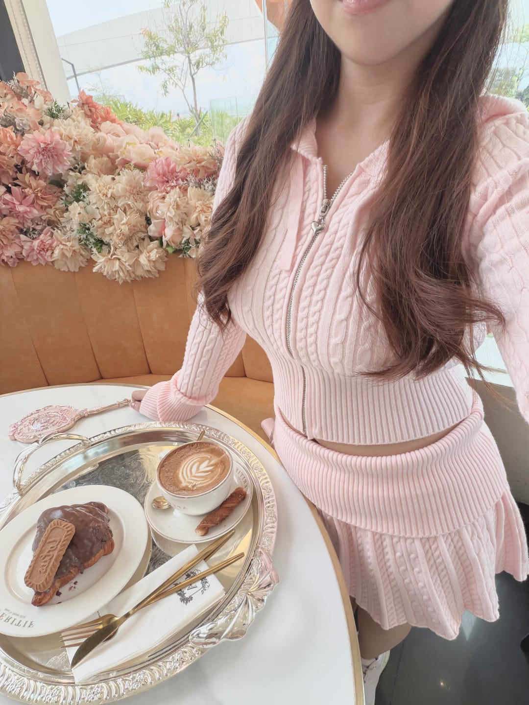 Customer photo review of Strawberry Milk Cable Knit Set (Pink)