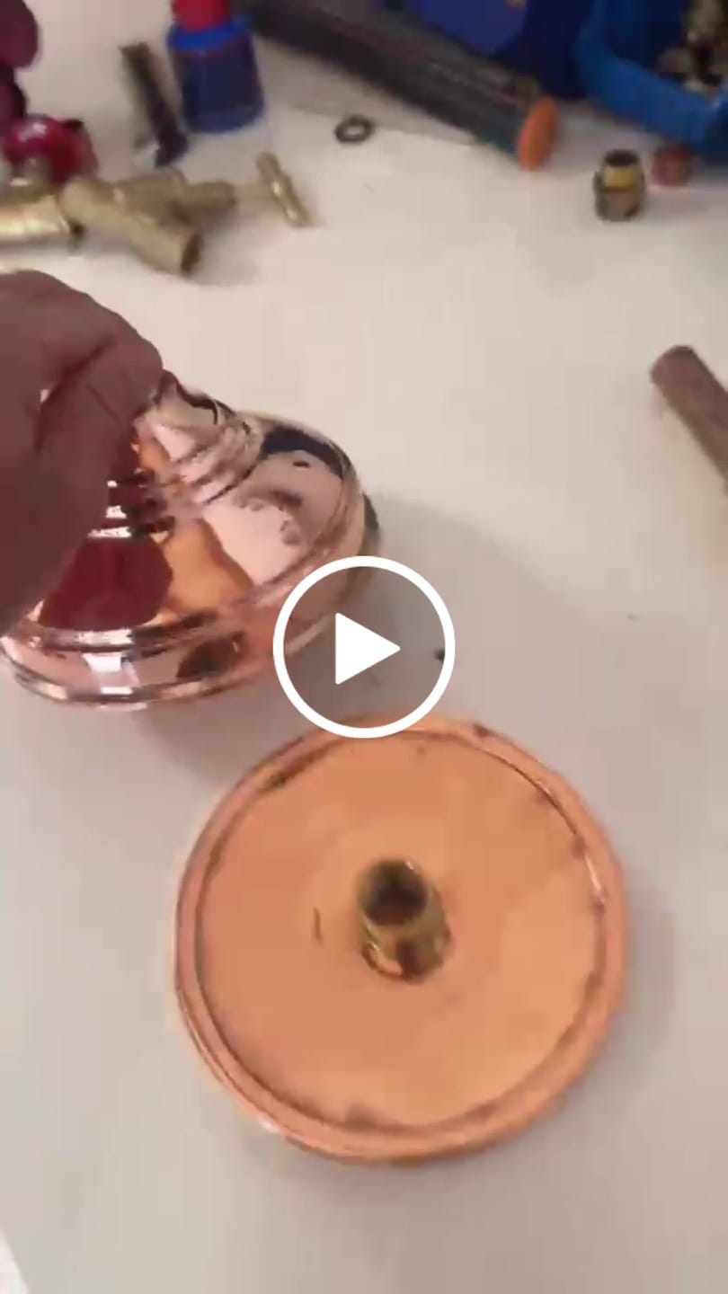 Customer video review of Solid Copper Rain Shower Head, Flat Round Handcrafted Vintage Showerhead, Works Outdoor