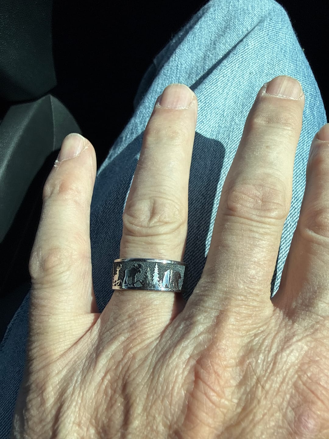 Customer photo review of Forest Wildlife Scenery Ring with Bear, Moose, Deer - 9mm