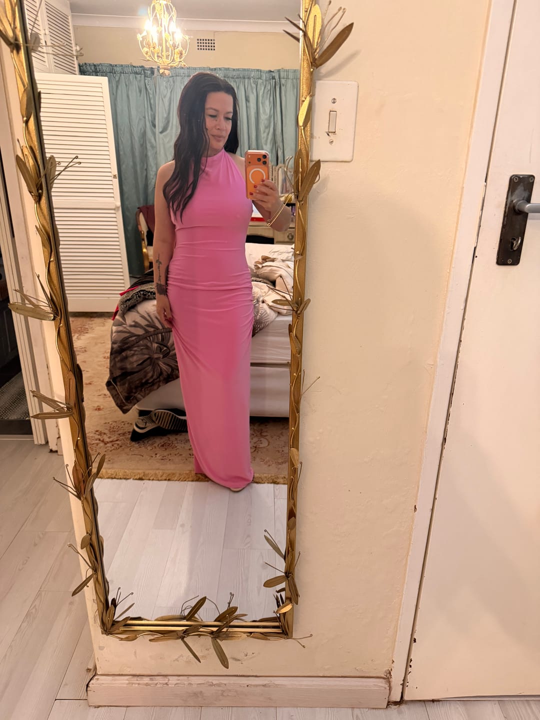 Customer photo review of Black Smooth High Neck Dress