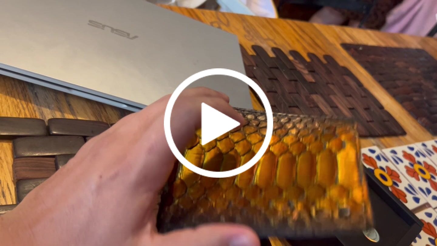 Customer video review of Cartera Grande "The Ambassador" - Python Taupe