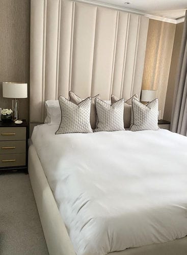 Customer photo review of Medburn Wide Headboard Panel Stripe Bed
