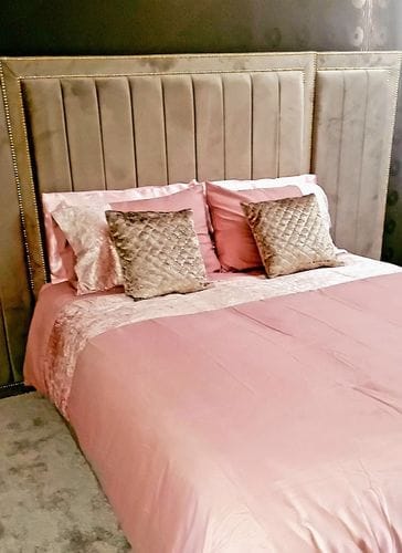 Customer photo review of Harold Wide Headboard Panelled Stripe Bed