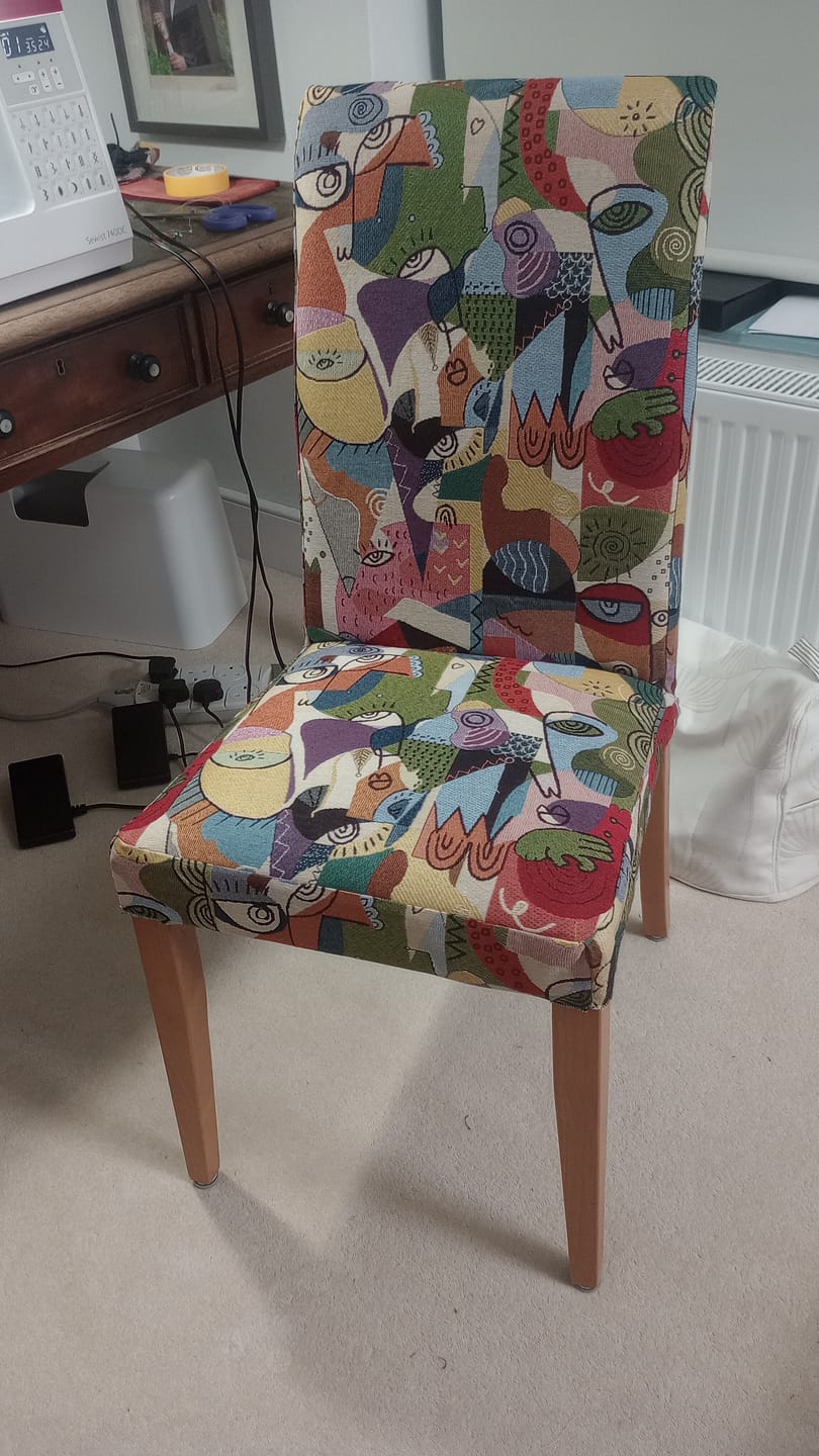 Customer photo review of Abstract Faces Tapestry Fabric