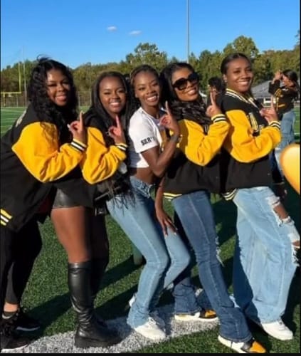 Customer photo review of Custom Black Gold Letterman Jacket with Contrast Sleeves Varsity Full-Snap