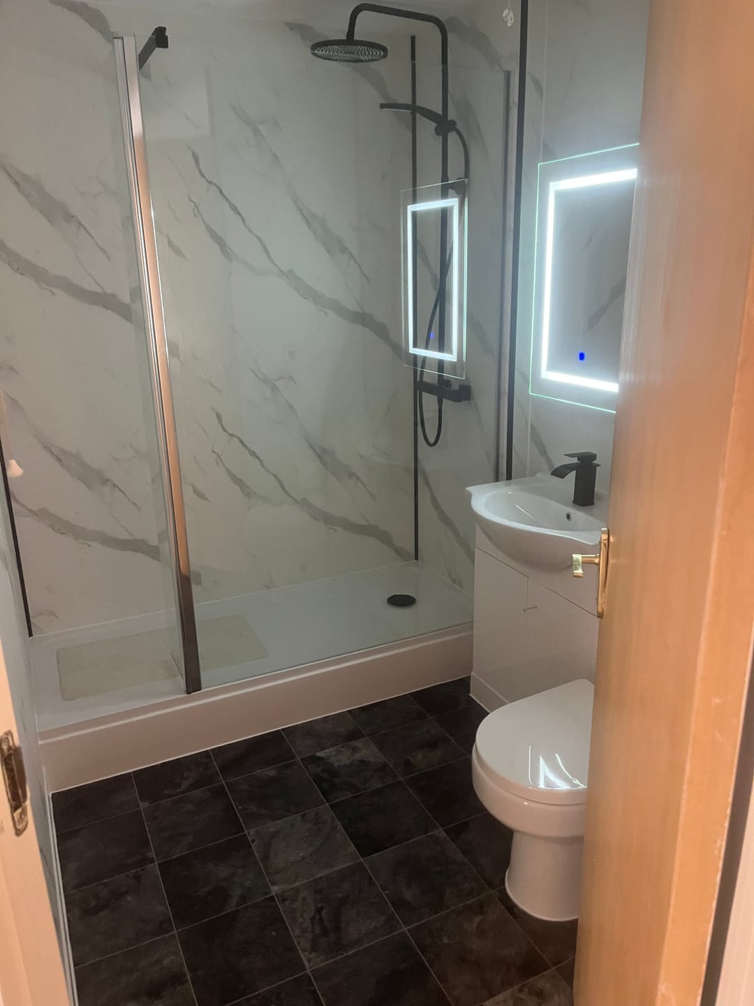 Customer photo review of 10mm Carrara Marble Matt Shower Panel 1M x 2.4M