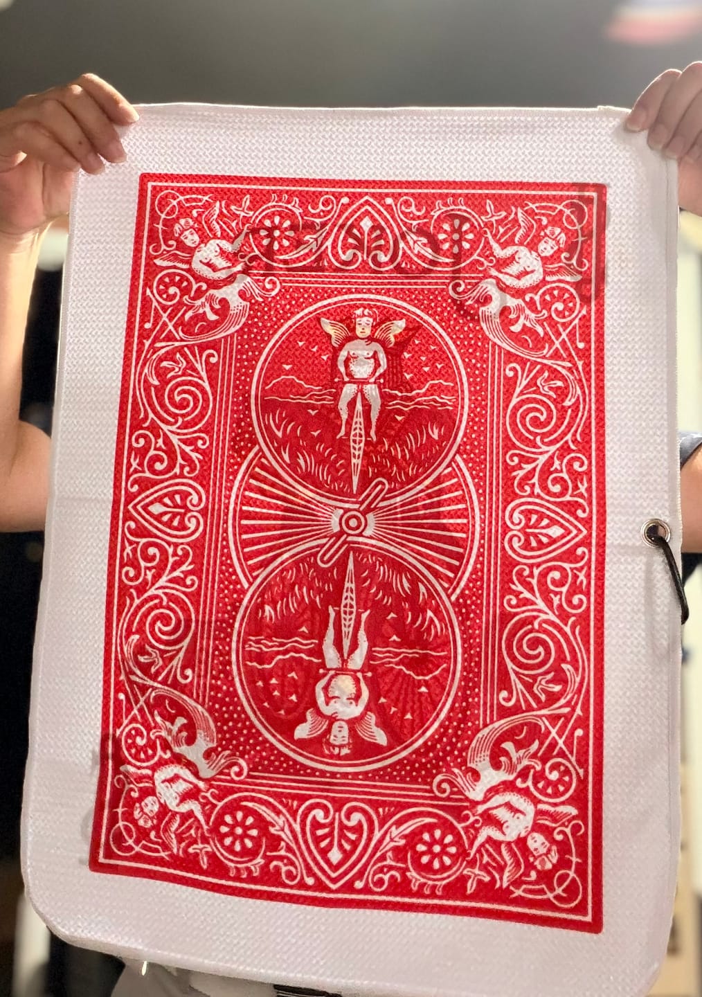 Customer photo review of Bicycle Playing Cards "Joker’s Wild" – Golf Towel