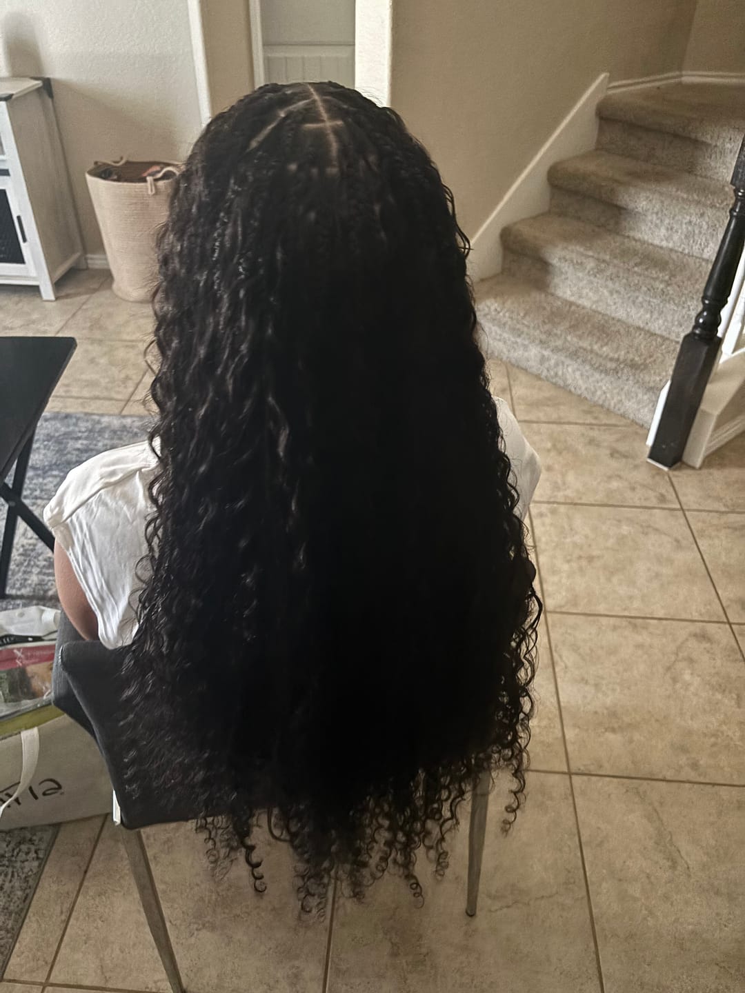Customer photo review of Water Wave Bulk Hair Extensions for Boho Knotless Braiding