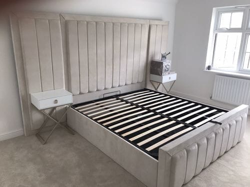 Customer photo review of Harold Wide Headboard Panelled Stripe Bed