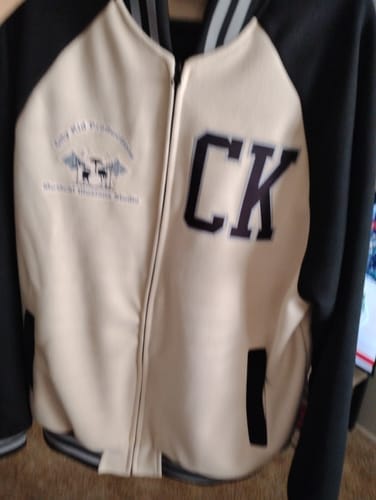 Customer photo review of Custom White Green Varsity Letterman Jacket Personalized Stitched Bomber Baseball Coat