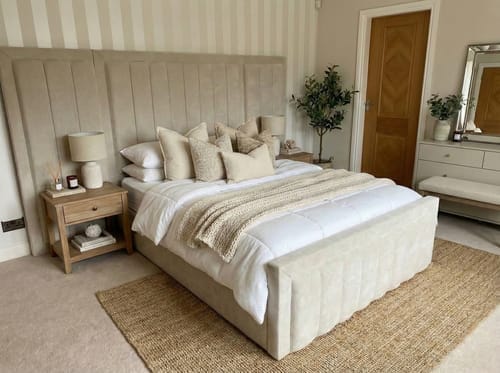 Customer photo review of Harold Wide Headboard Panelled Stripe Bed