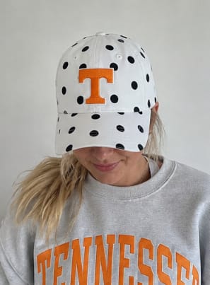 Customer photo review of Personalized State Initial Polka Dot Baseball Cap – Custom Letter Game Day Hat | Game Day Wear