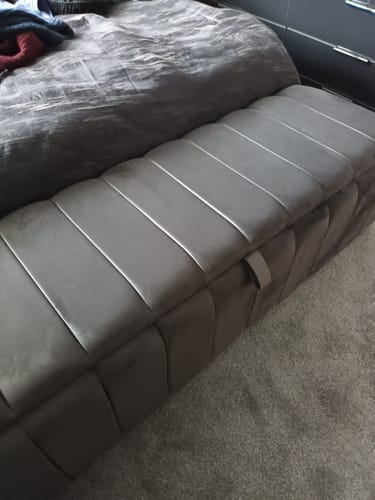 Customer photo review of Stripe Line Storage Ottoman Box