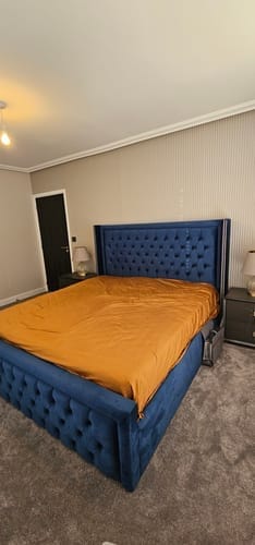 Customer photo review of Churchill Bumber Square Wingback Bed