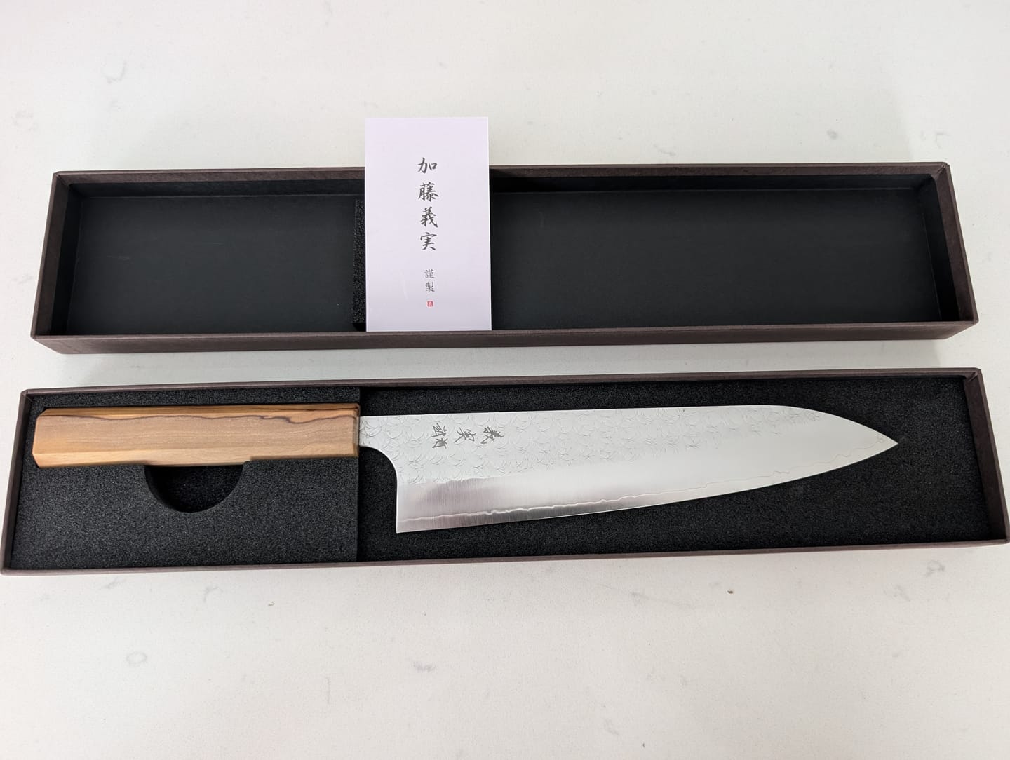 Customer photo review of Yoshimi Kato Minamo Gyuto 210 mm
