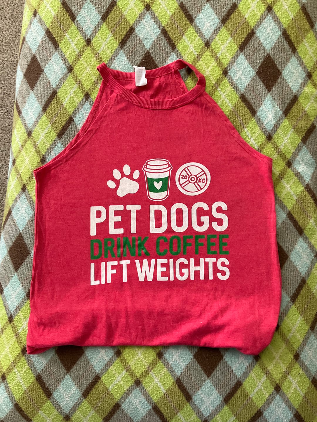 Customer photo review of Pet Dogs Drink Coffee Fitted Rocker Tank