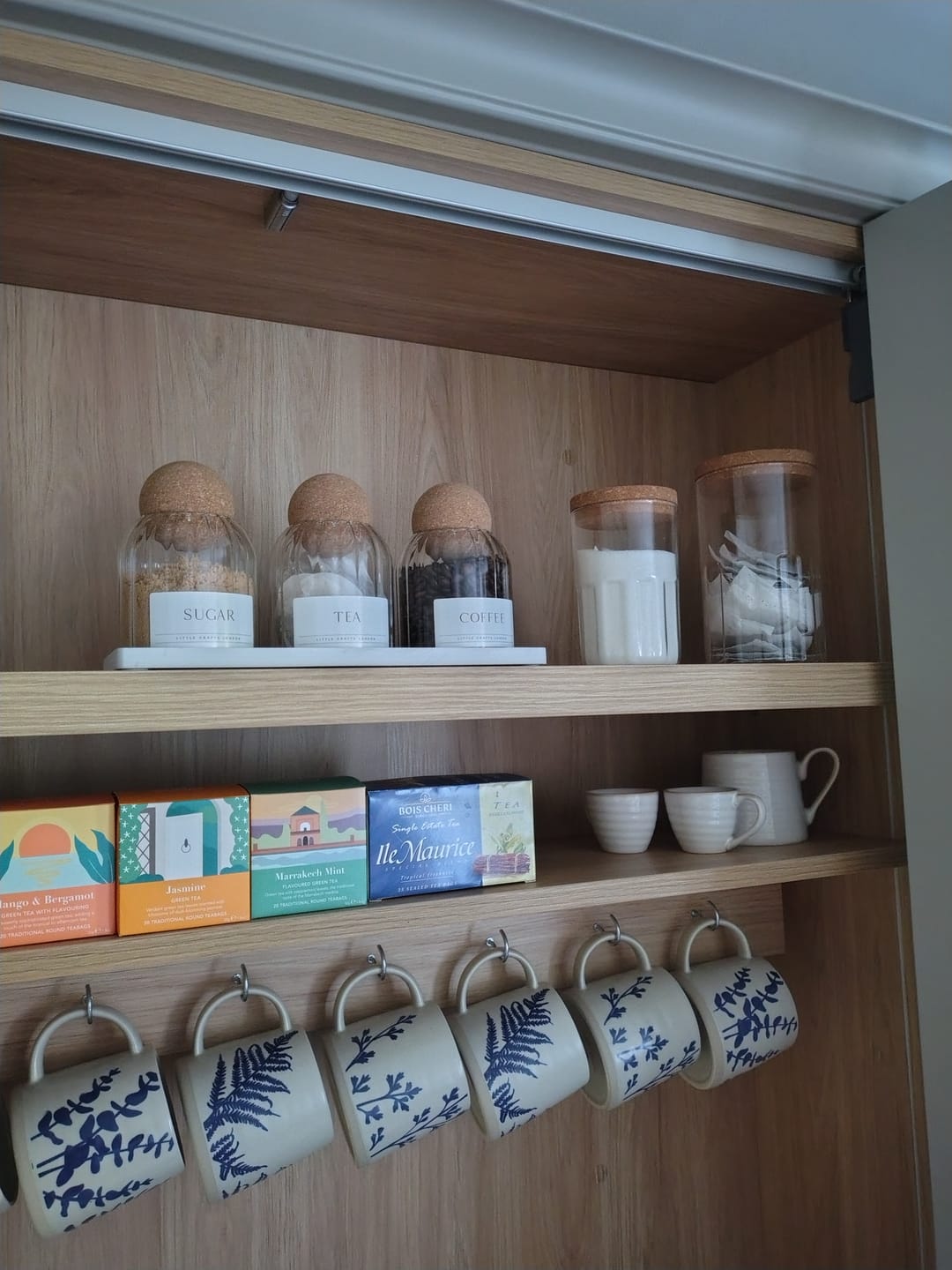 Customer photo review of Set of 3 Ribbed Cork Ball Glass Jars - Tea, Coffee and Sugar 500ml with Long Tray
