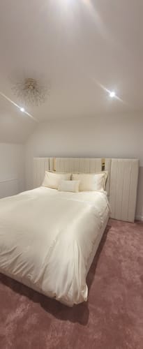 Customer photo review of Harper Wide Headboard Panelled Stripe Bed