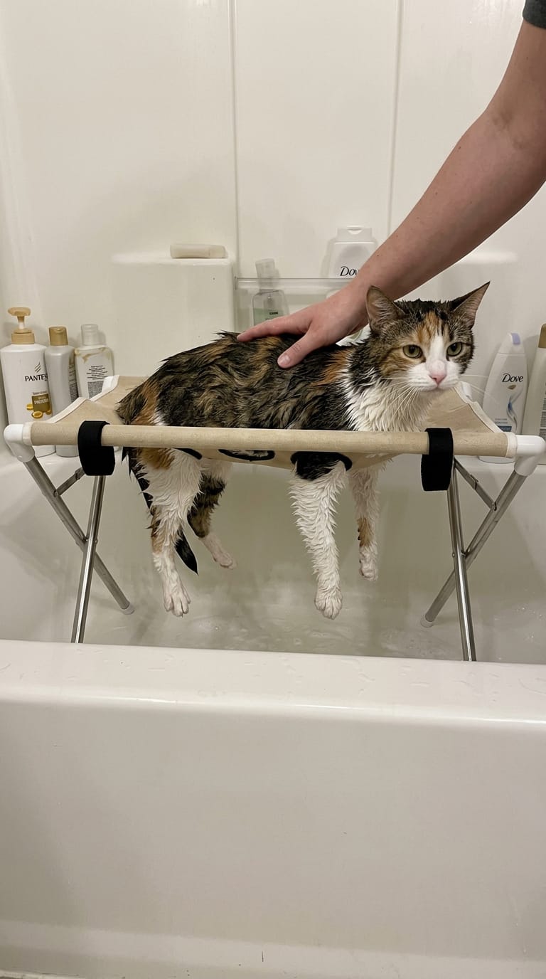 Customer photo review of Pet Grooming Hammock