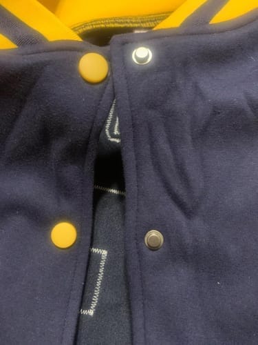 Customer photo review of Custom Royal White Letterman Jacket with Contrast Sleeves Varsity Full-Snap