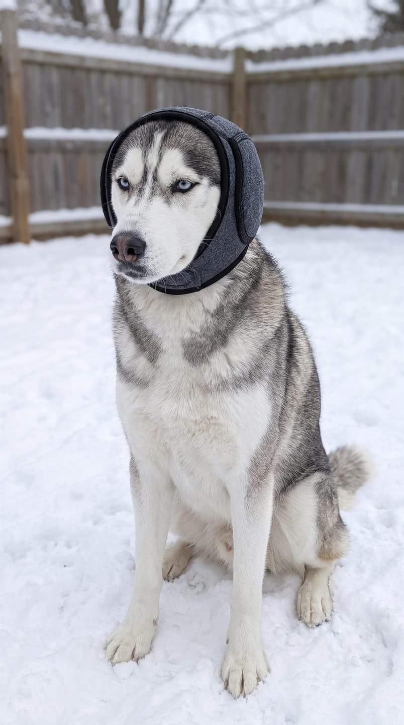 Customer photo review of Orejeras Calmantes para perros