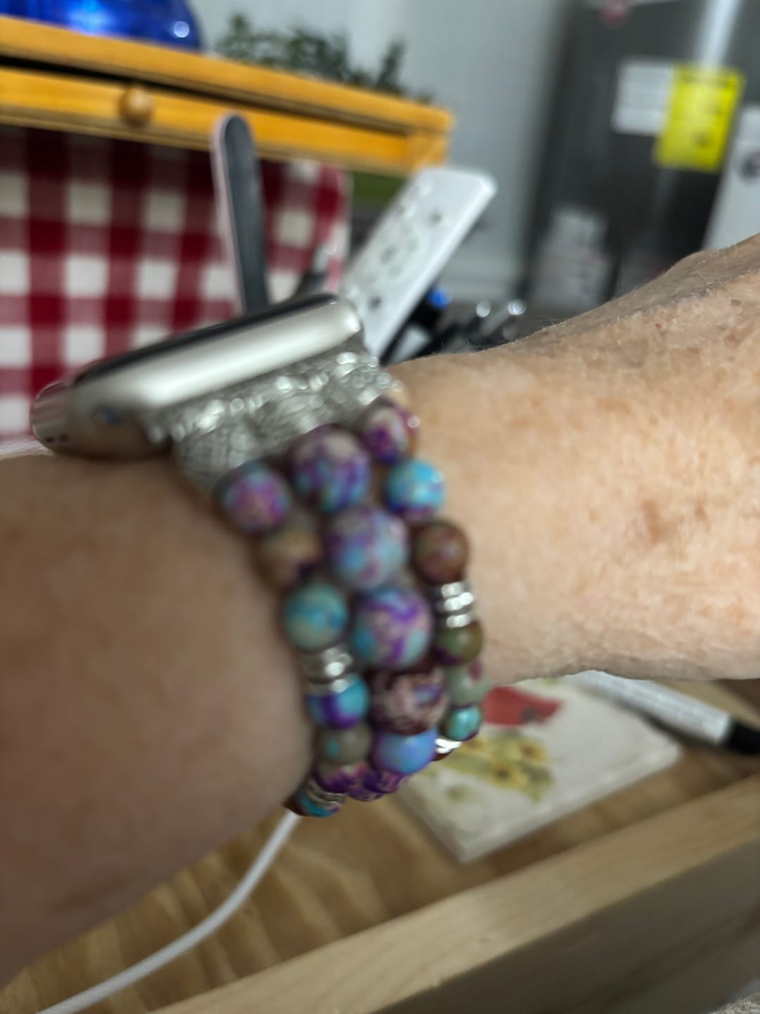 Customer photo review of Intense Jasper Stretch Apple Watch Strap