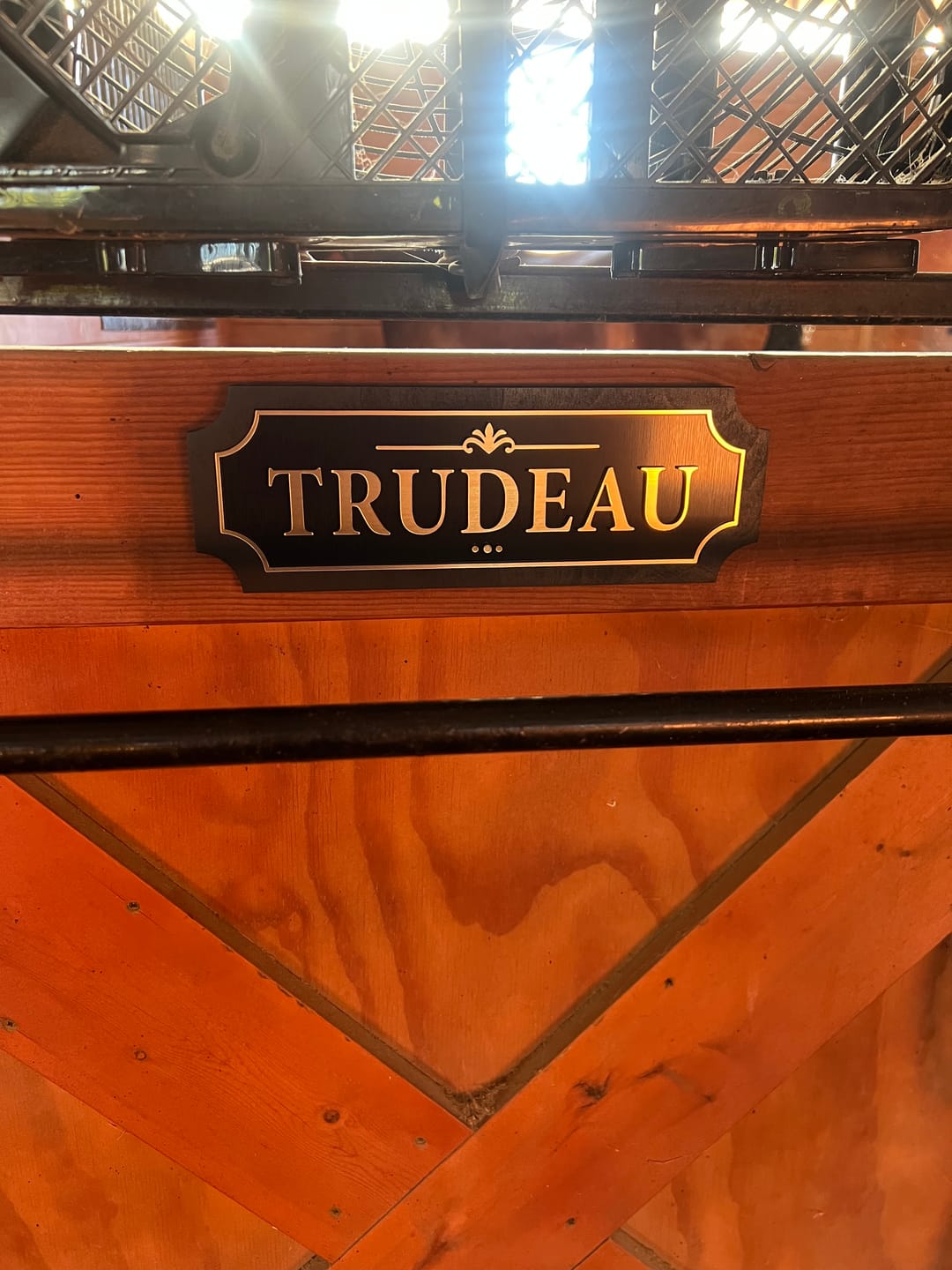 Customer photo review of Personalized Horse Stall Name Plate – Gold on Black Layered Acrylic & Wood Sign (Single Name)