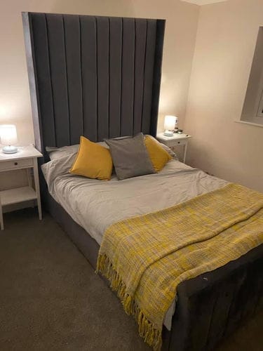 Customer photo review of Piper Stripe Panel Lined Bed