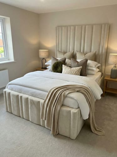Customer photo review of Kirsten Stripe Line Panel Wide Headboard Bed