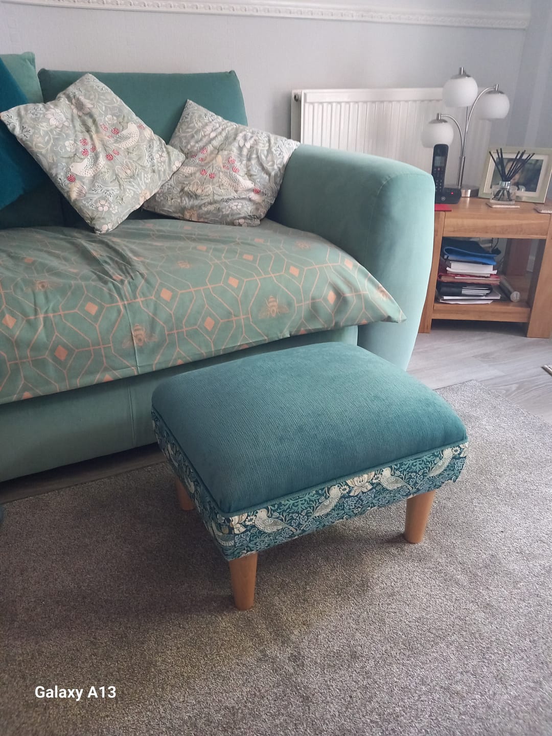 Customer photo review of Harrow Footstool in William Morris Strawberry Thief