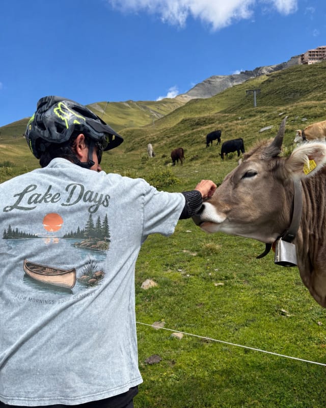 Customer photo review of Lake Days Slow Mornings Graphic Washed T-Shirt