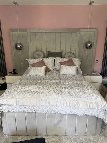 Customer photo review of Harold Wide Headboard Panelled Stripe Bed