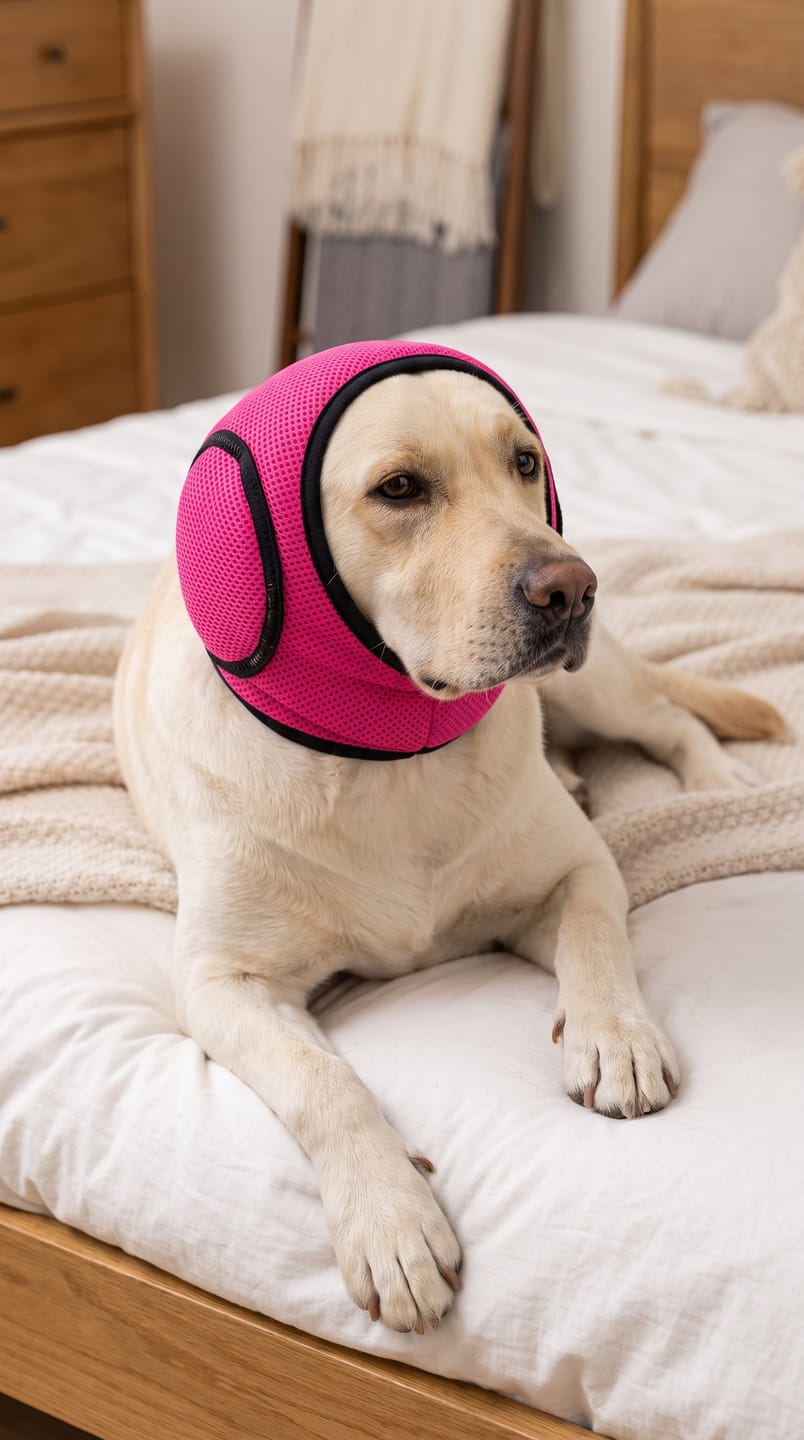Customer photo review of Orejeras Calmantes para perros