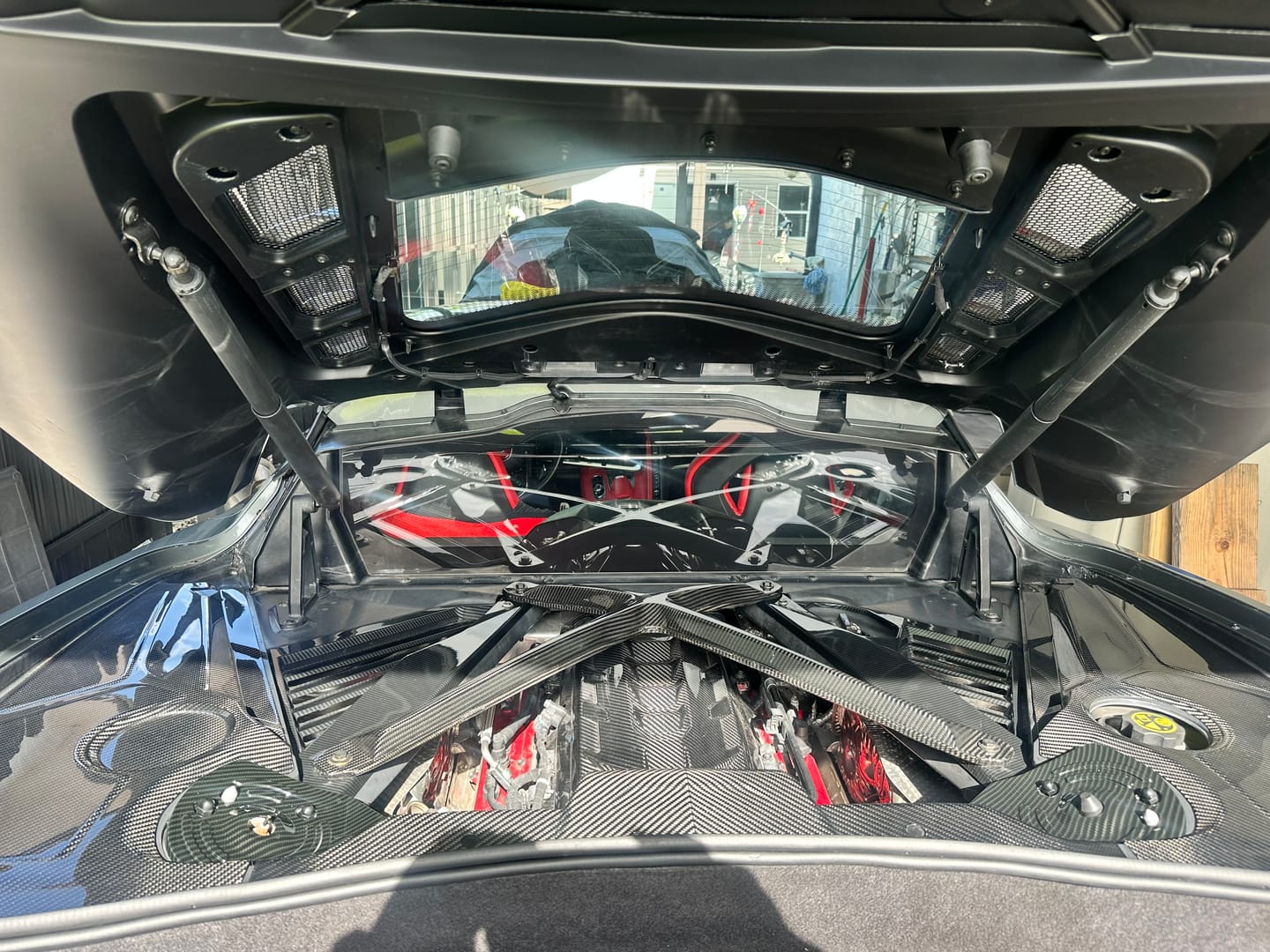 Customer photo review of Corvette C8 DRY CARBON FIBER Coupe Engine Bay Panel Cover (3-Pieces Version)