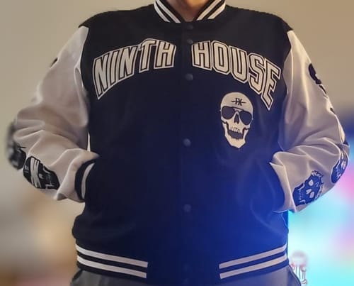 Customer photo review of Custom Gold Purple Varsity Letterman Jackets Personalized Baseball Coats Full-Snap with Contrast Sleeves
