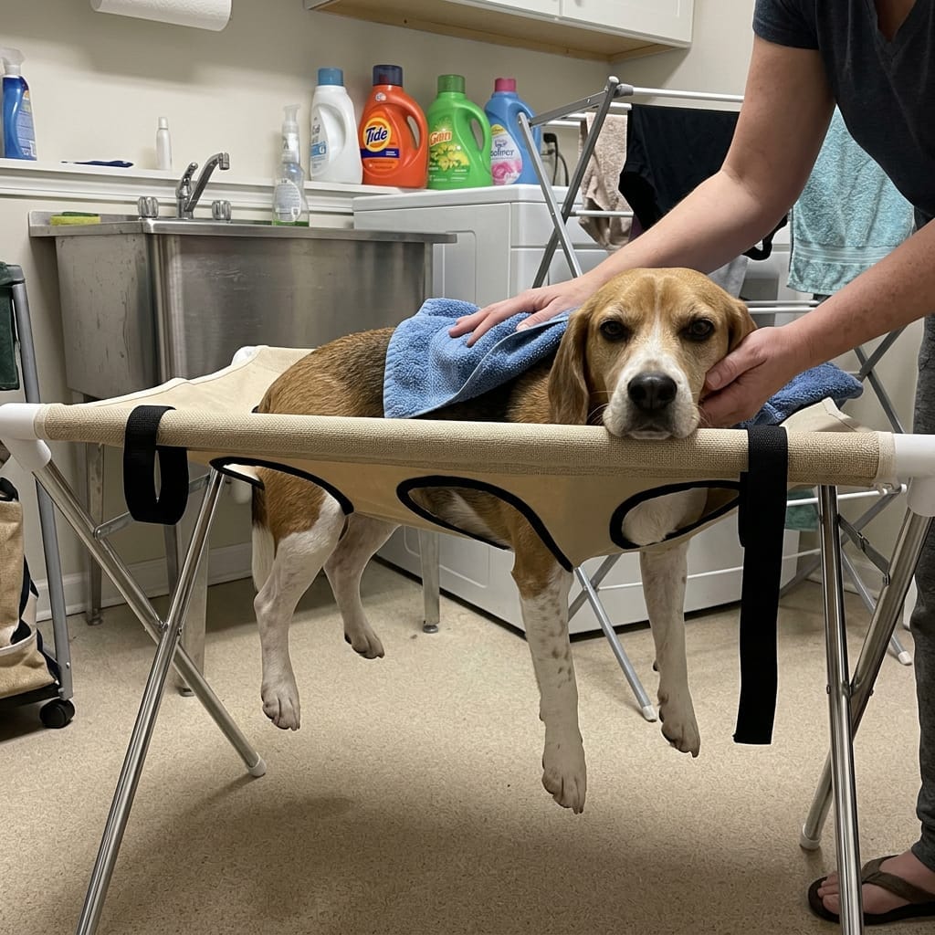 Customer photo review of Pet Grooming Hammock