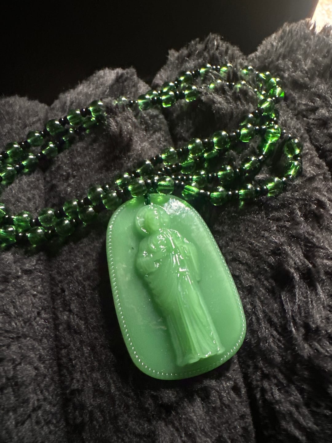 Customer photo review of FREE Today: Relief‑Molded Holy Portrait Beaded Necklace: Token of Serene Divine Solace for Daily Devotion