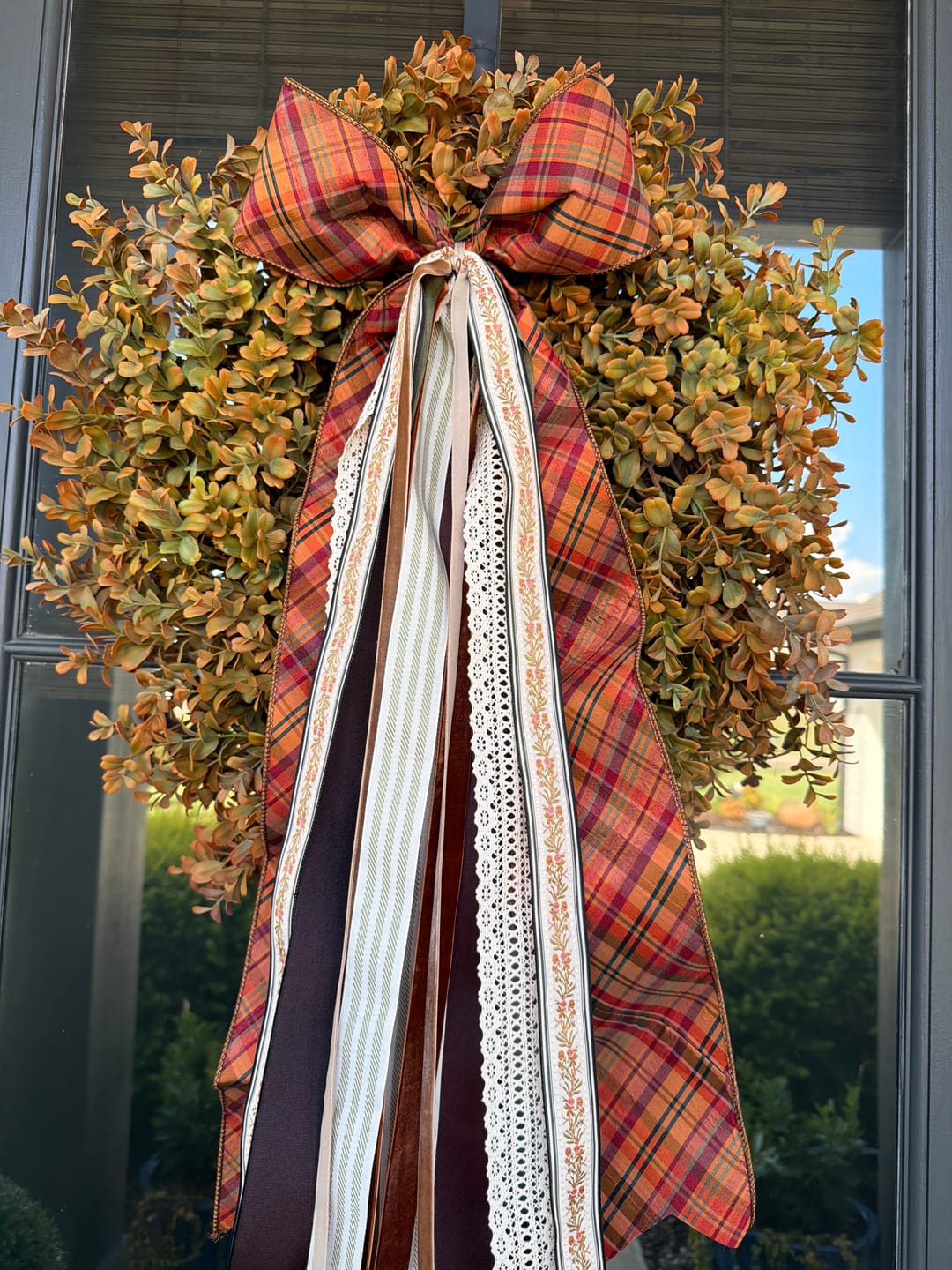 Customer photo review of Heirloom Plaid Wreath Ribbon
