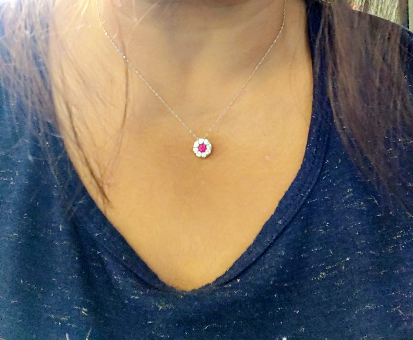 Customer photo review of Illusion Invisible Setting Emerald Jewelry Set: Ring, Necklace, Earrings