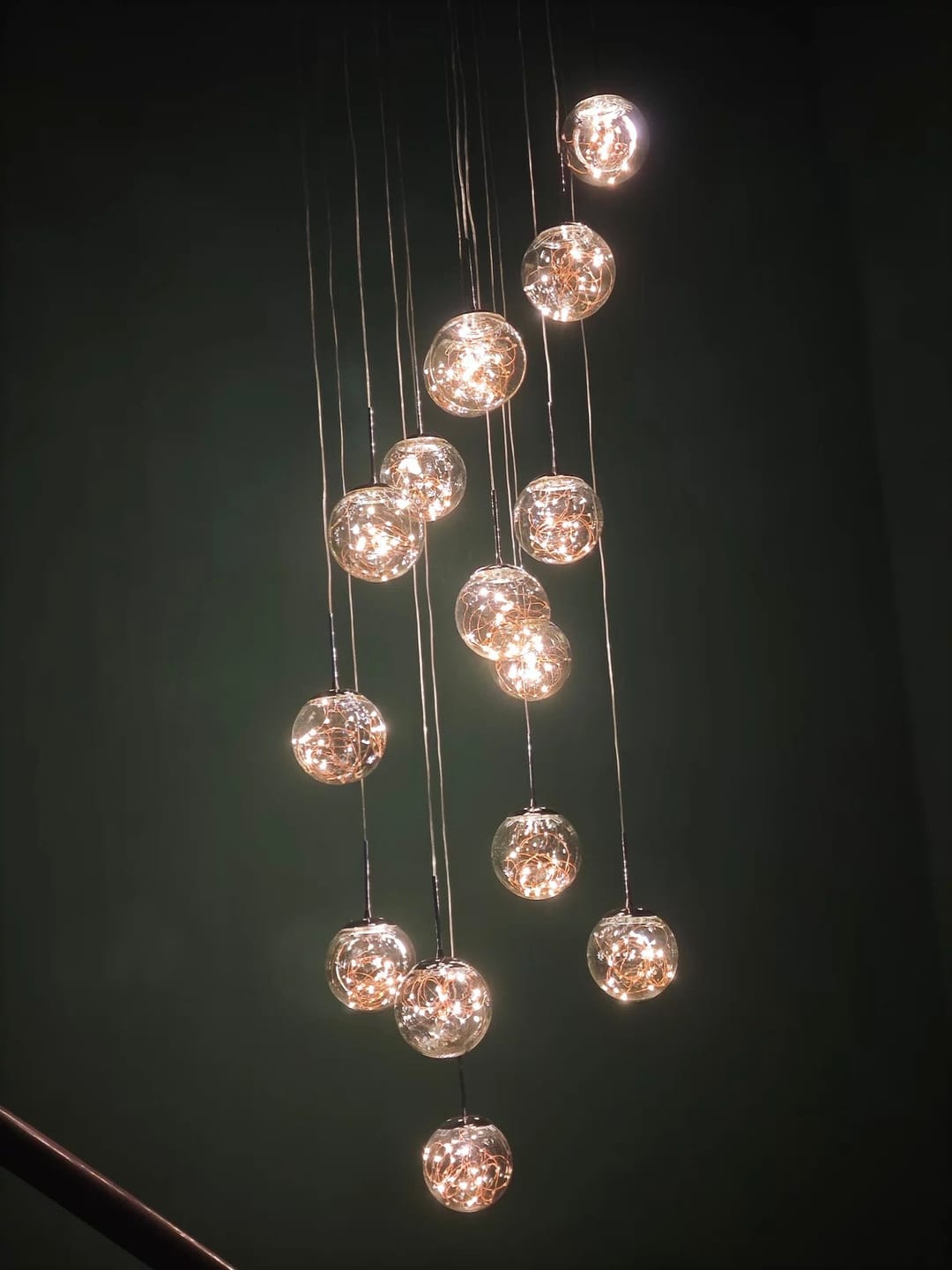 Customer photo review of Modern Spiral Glass Chandelier for Staircase
